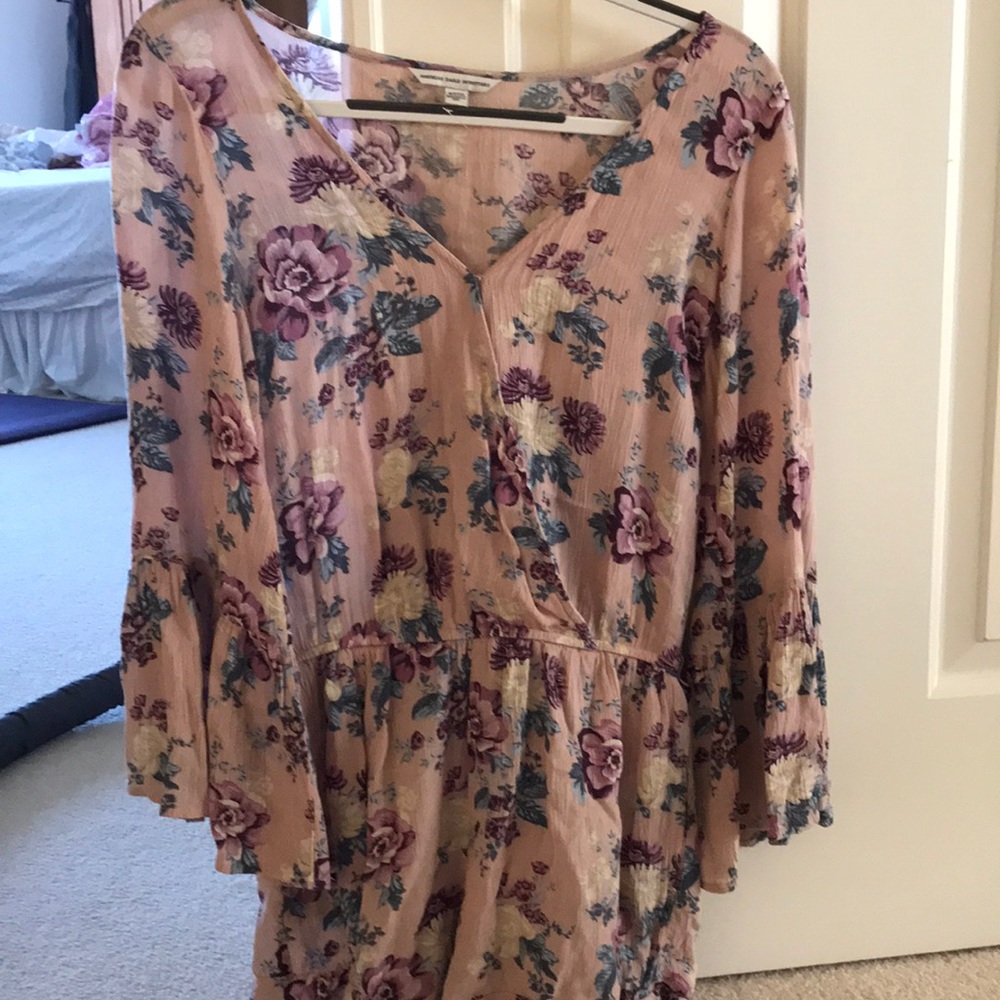 American Eagle Long Sleeve Floral Romper